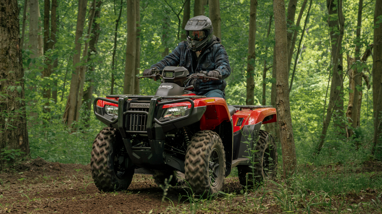 Person on Rubicon in forest going left.