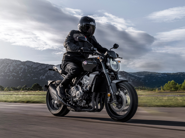 A rider on a Honda motorcycle 
