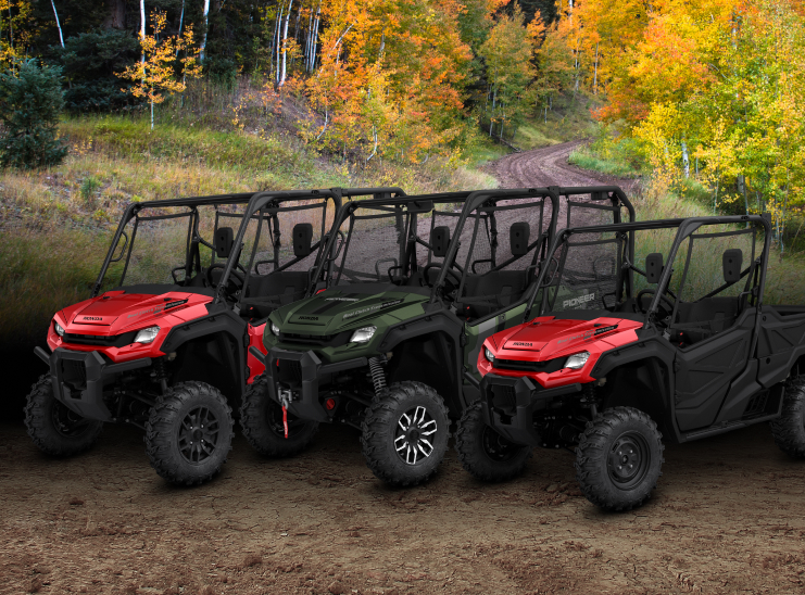 2025 Pioneer 1000-3P EPS, Pioneer 1000-5P DLX, and Pioneer 1000-5P Trail